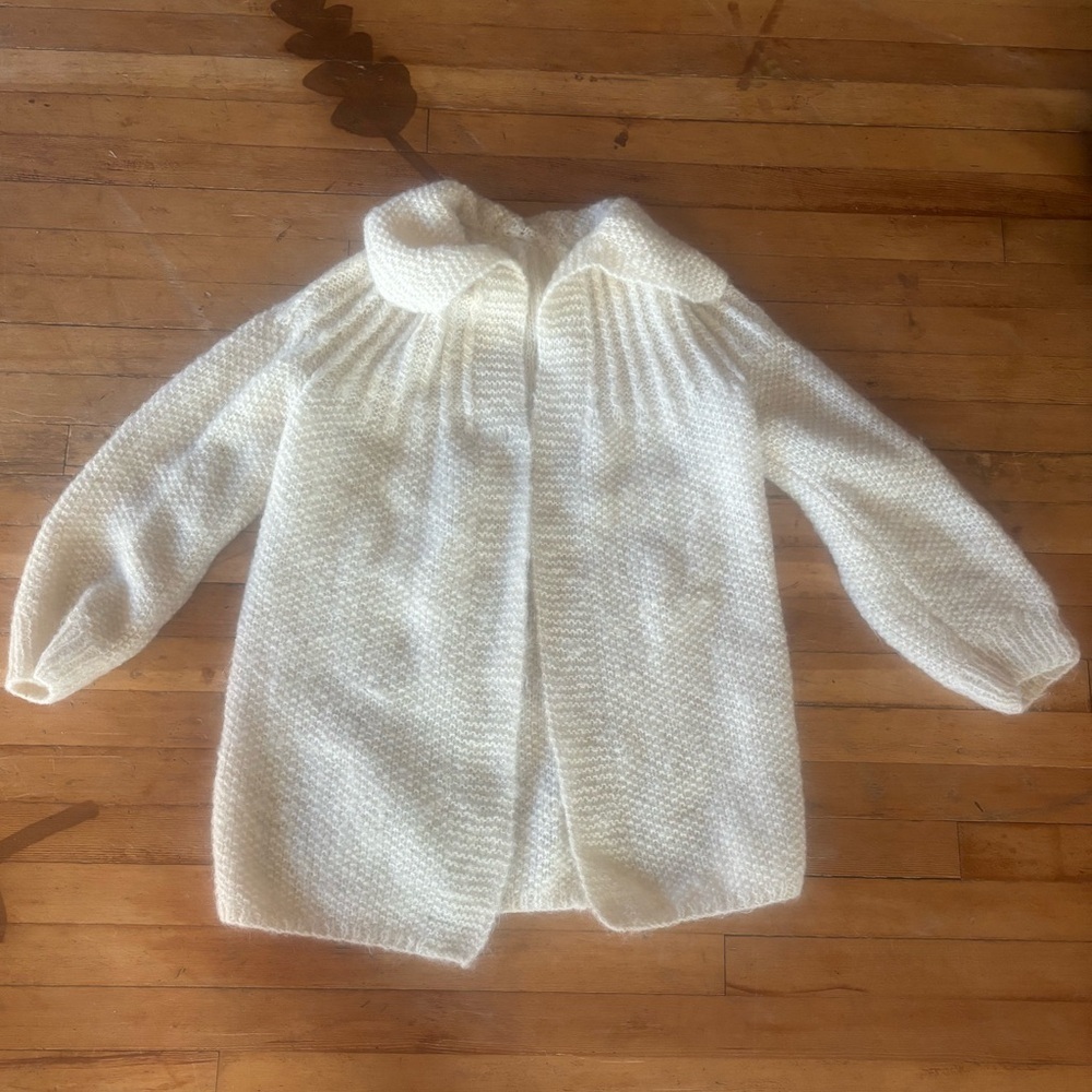 Vintage knit ivory cardigan sweater coat